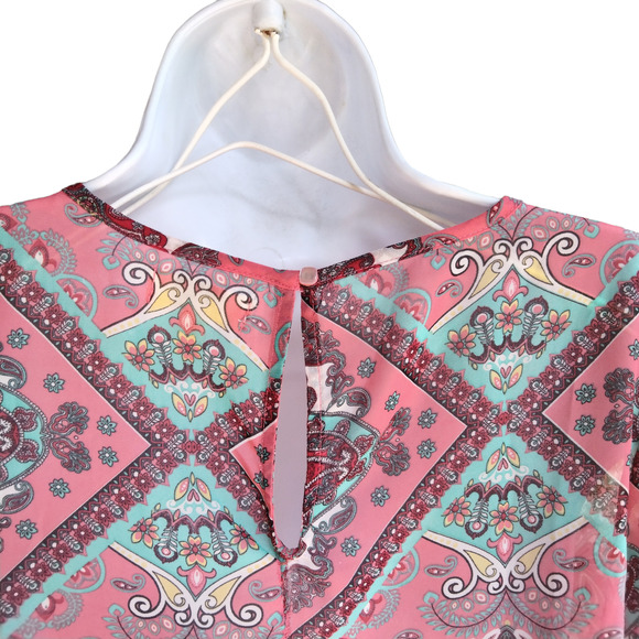 Umgee Mix Paisley Boho Tunic Blouse